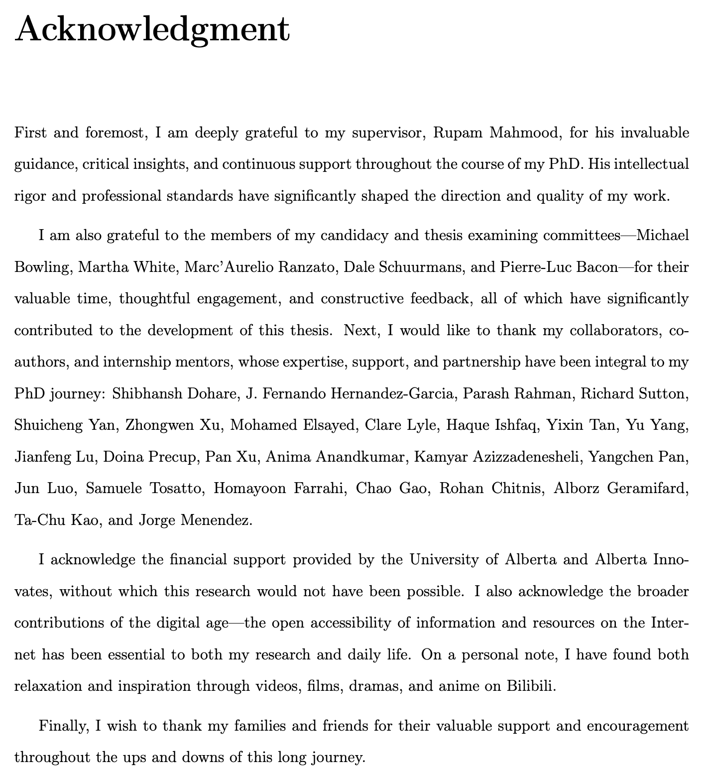 PhD Thesis Acknowledgment